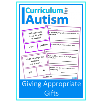 Social Skills Giving Appropriate Gifts clip cards & worksheets